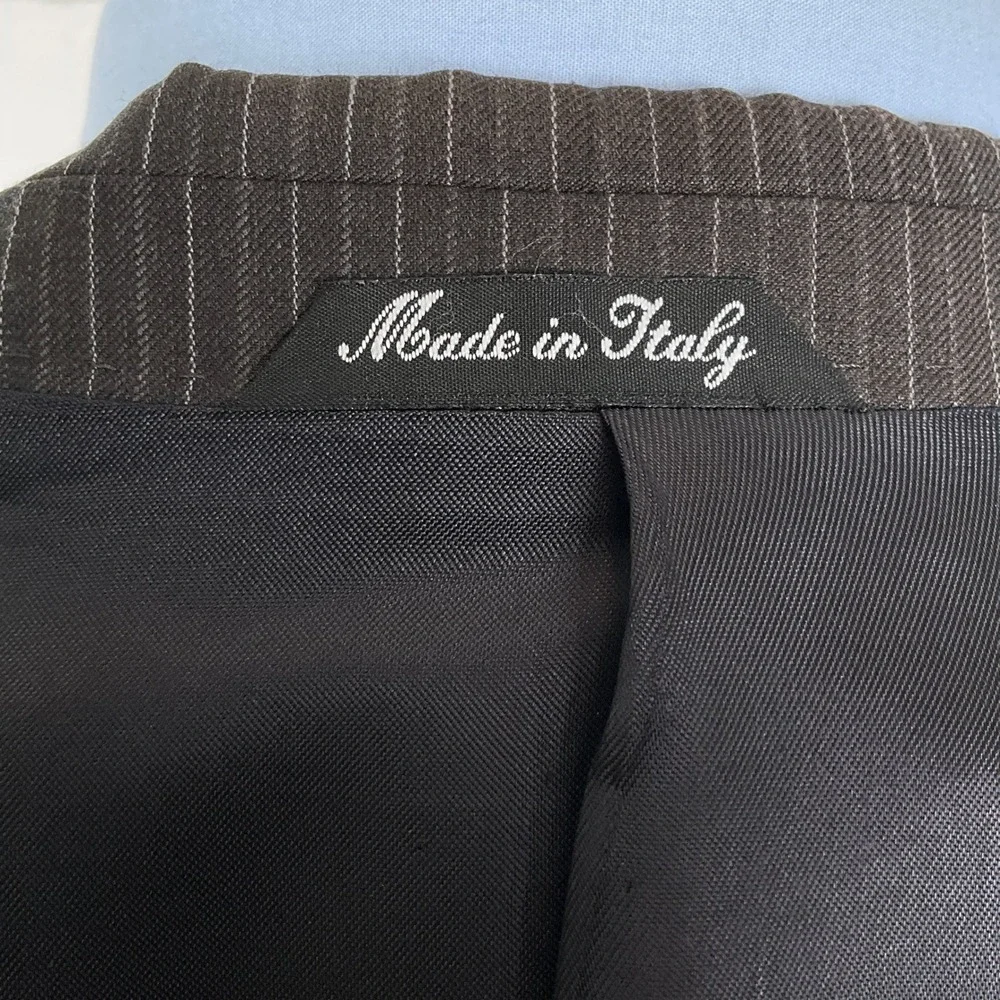 Bachrach Suit Men‎ 46R 38W26L Brown Pinstripe Italy